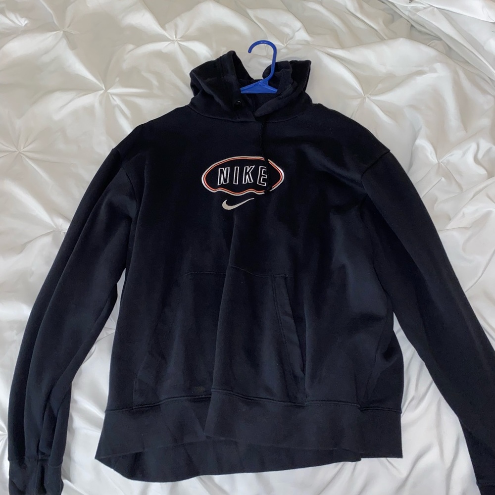 Black Nike Hoodie with Pink and White Ring around